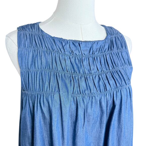 Alpha60 Mini Denim Dress Size XS Sleeveless 100% Cotton Pullover Style - Picture 5 of 9